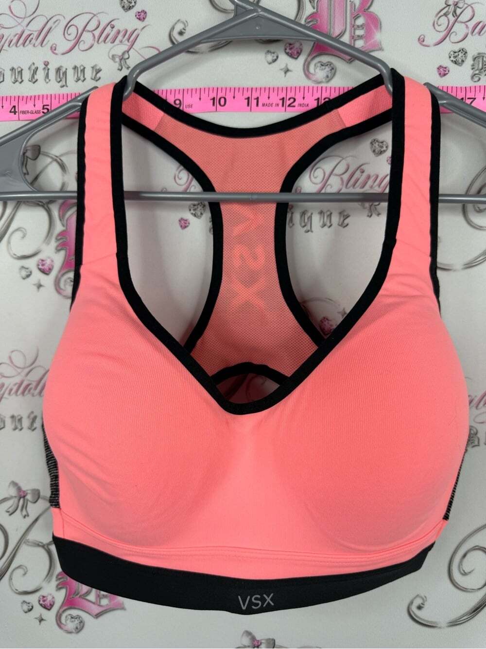 VSX Victoria secret bra sports rare neon Coral Pink Racerback Sports Bra